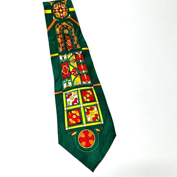 Tie Rush Limbaugh No Boundaries Collection - Mens 100% Silk Necktie Green Yellow - Picture 9 of 10